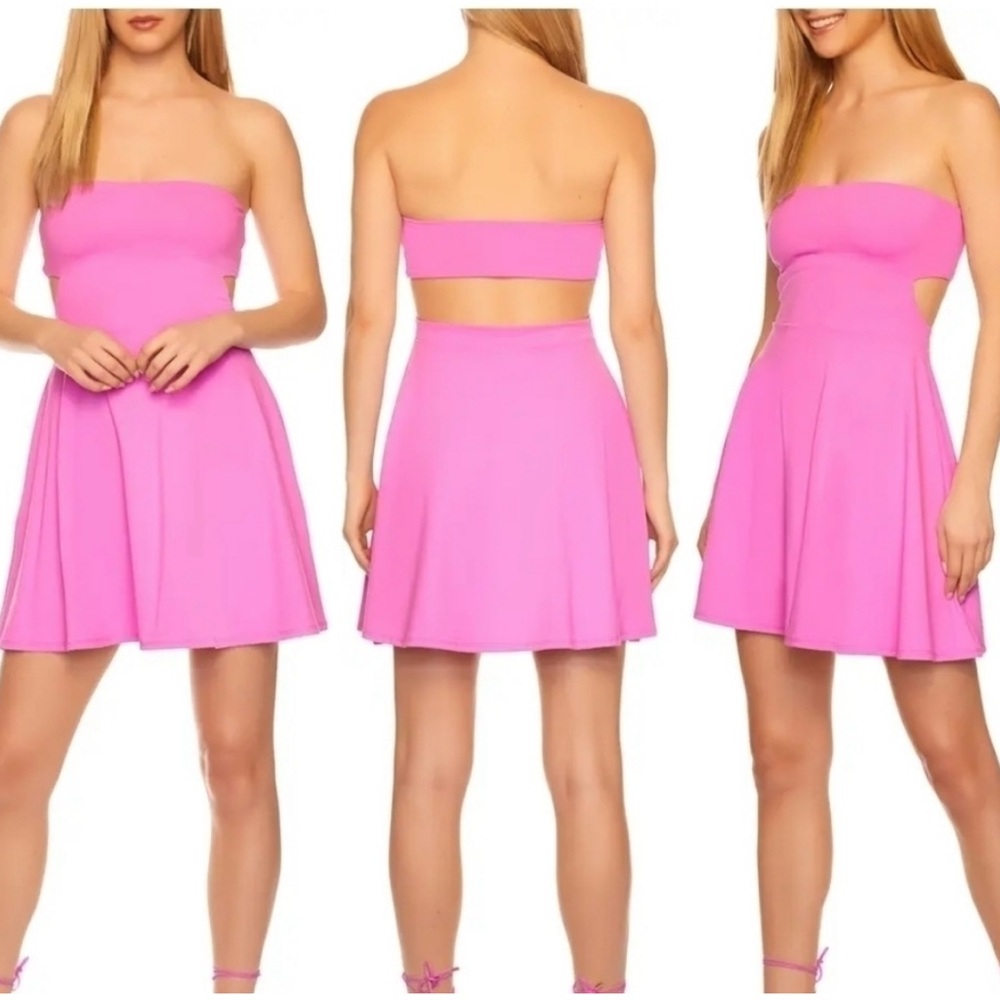 Susana Monaco Strapless Cut out back Mini Dress EUC Small Snapdragon Pink